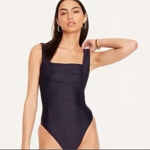 J Crew square neck ruched one piece swimsuit. NWOT. Size 10